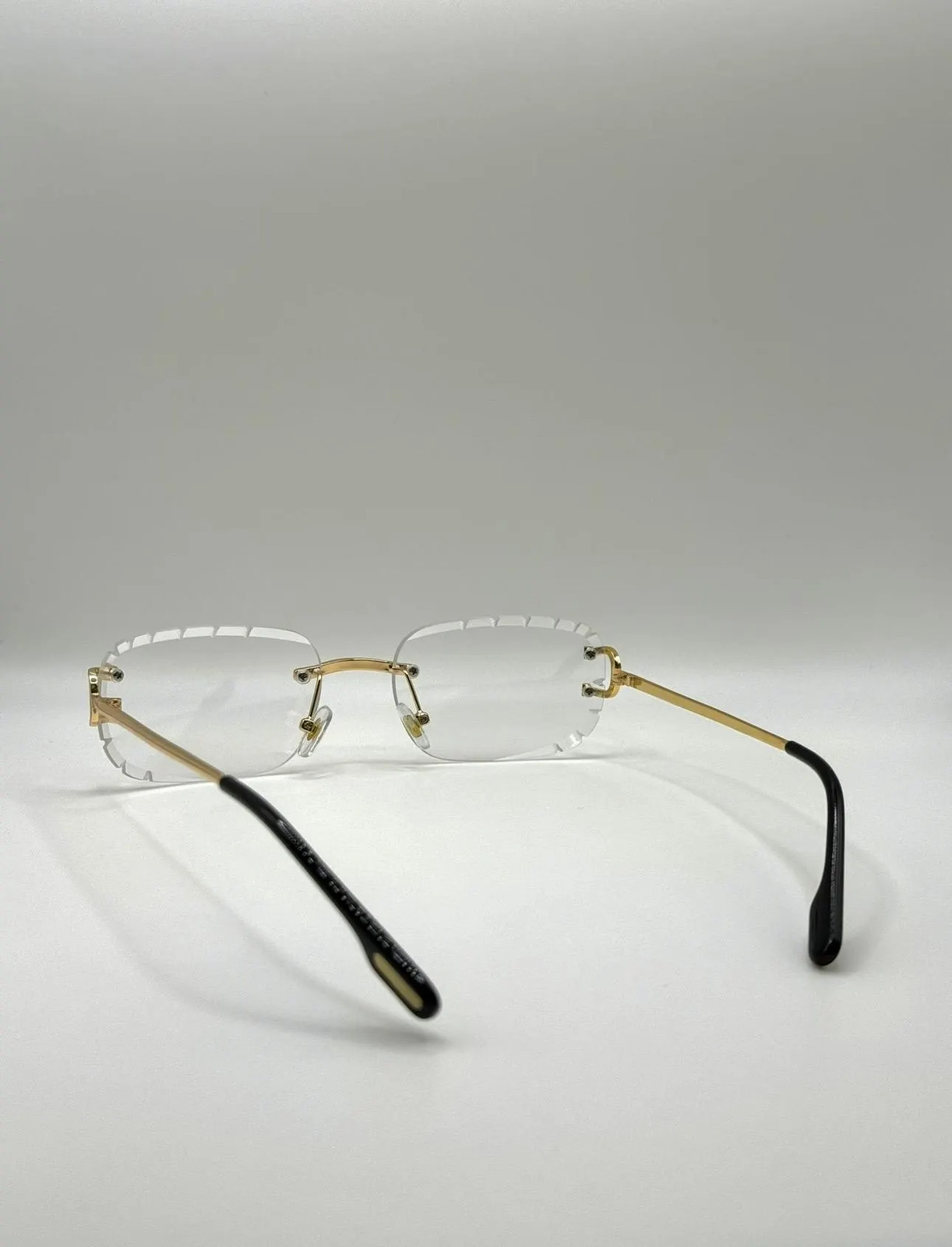 Luxury Rimless Clear Lens Sunglasses – Gold Frame, Unisex Retro Eyewear with En