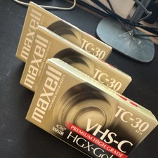 lot of 3 Maxell HGX-Gold VHS-C TC-30 Premium High Grade Camcorder Tape 30min