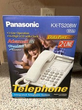 Panasonic KX-TS208W White 2-Line Feature Phone with 16-Digit LCD
