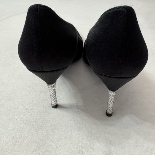 Stuart Weitzman 7.5M Designer Satin Stiletto Rhinestones Black Pumps MW29842 - Picture 10 of 13