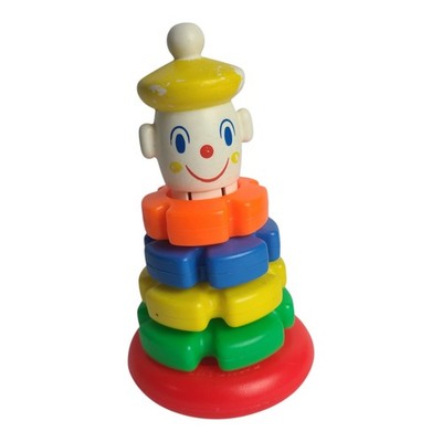 Vintage Playskool Clown Stacking Rings / Ring Toss Circus Toy Game 80s Colorful