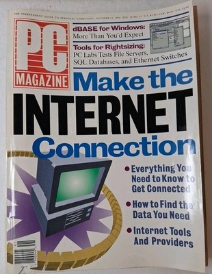 1994 OCTOBER 11 PC MAGAZINE - INTERNET CONNECTION FRONT COVER No Label 