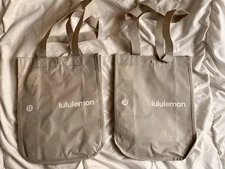 Lululemon Reusable Shopper Tote Bags Lot Of 2 Light Grey New