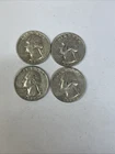 Lot of 4  1964 D Washington Quarters - 90% Silver - FREE SHIPPING