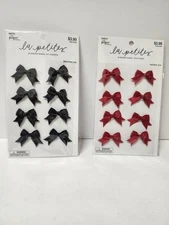 The Paper Studio La Petites Dimensional Bow Stickers Embellishment Lot Red Black