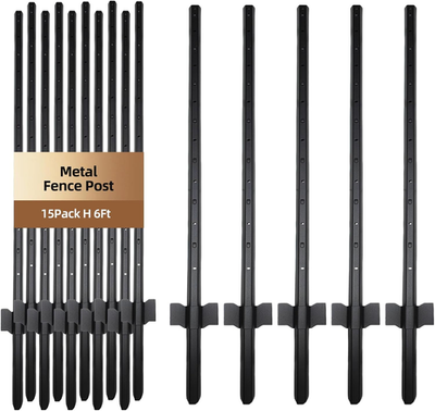 #ad #ad 15 Pack Metal Fence Post 6FT Heavy Duty Garden Fence Post for Wire Fence Fence $172.48