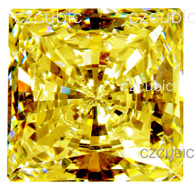 CUBIC ZIRCONIA SUPER QUALITY SQUARE/ SQ  STONE 7 STAR YELLOW COLOR CZ U.S SHIPER