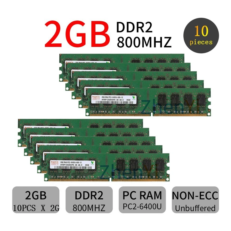 Hynix 16GB 8GB 4GB 2GB DDR2 800Mhz PC2-6400U 240Pin DIMM RAM PC Memoria SP - Imagen 2 de 4