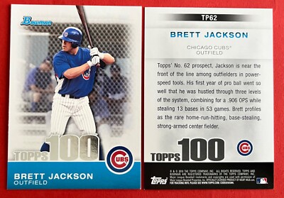 Brett Jackson 2010 Bowman TOPPS 100 TOP PROSPECTS Card #TP62 CUBS (Base)