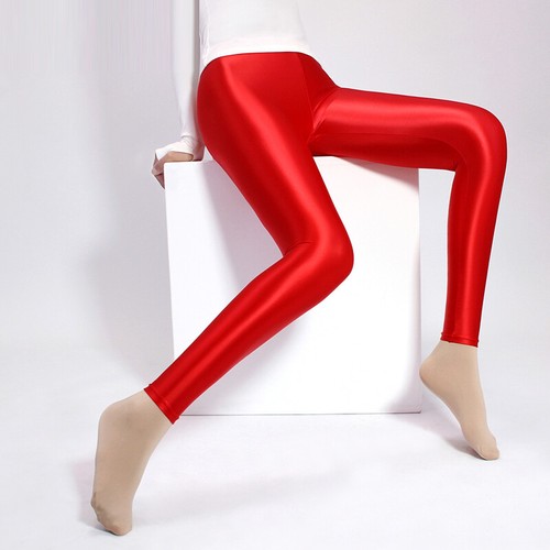 Women's Satin Glossy Opaque Yoga Sexy Leggings High Gloss Spandex footless Soft - Picture 11 of 26