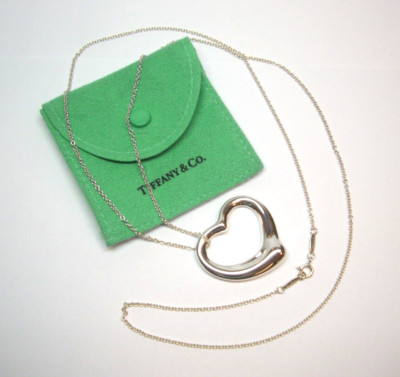 RETIRED TIFFANY & CO ELSA PERETTI EX-LARGE OPEN HEART PENDANT STERLING SILVER
