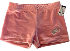 GK PINK VELVET CHILD MEDIUM MICRO MINI DANCE CHEER GYM WORKOUT SHORTS SZ M NWT 