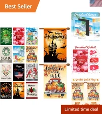 12 Pack 28 x 40" Large Seasonal Garden Flags Christmas Yard Flags Holiday Fes...