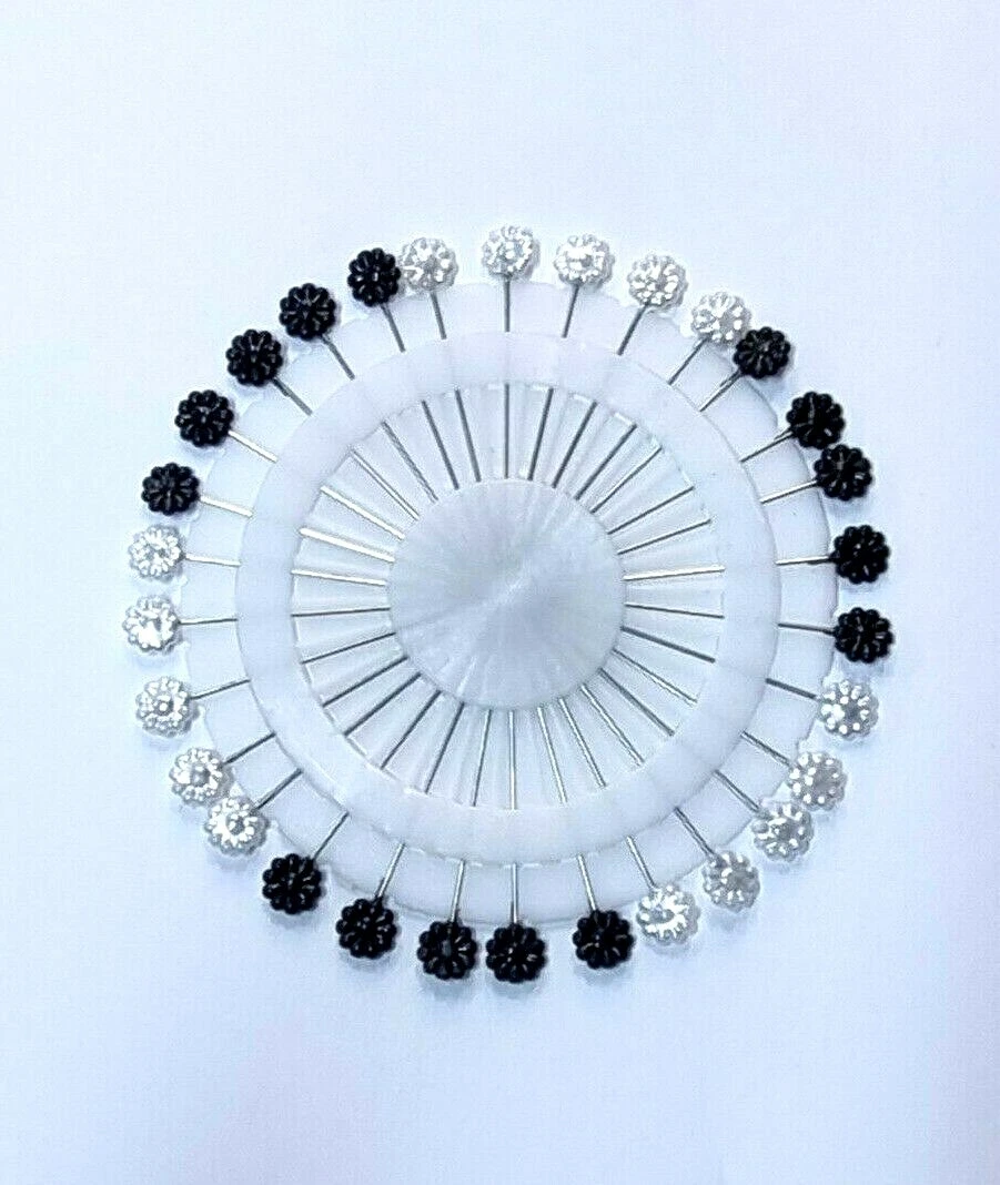 Long Black Rhinestone Hijab Pins