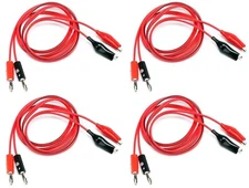 4X Pair Red and Black Alligator Test Leads 2 Clips to Banana Plug VOM Multimeter