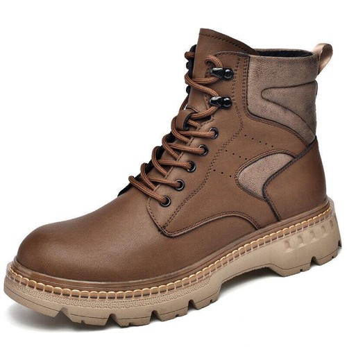 Hombres Motocicleta Cordones Botines Motociclista Vintage Cuero Puntera Redonda Zapatos 2026
