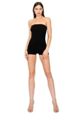Solid Tube Bodycon Short Romper/Cotton Spandex Mix/Made In USA