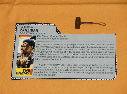 GI G.I. Joe gijoe ZANZIBAR HAMMER + FILE CARD LOT weapons parts