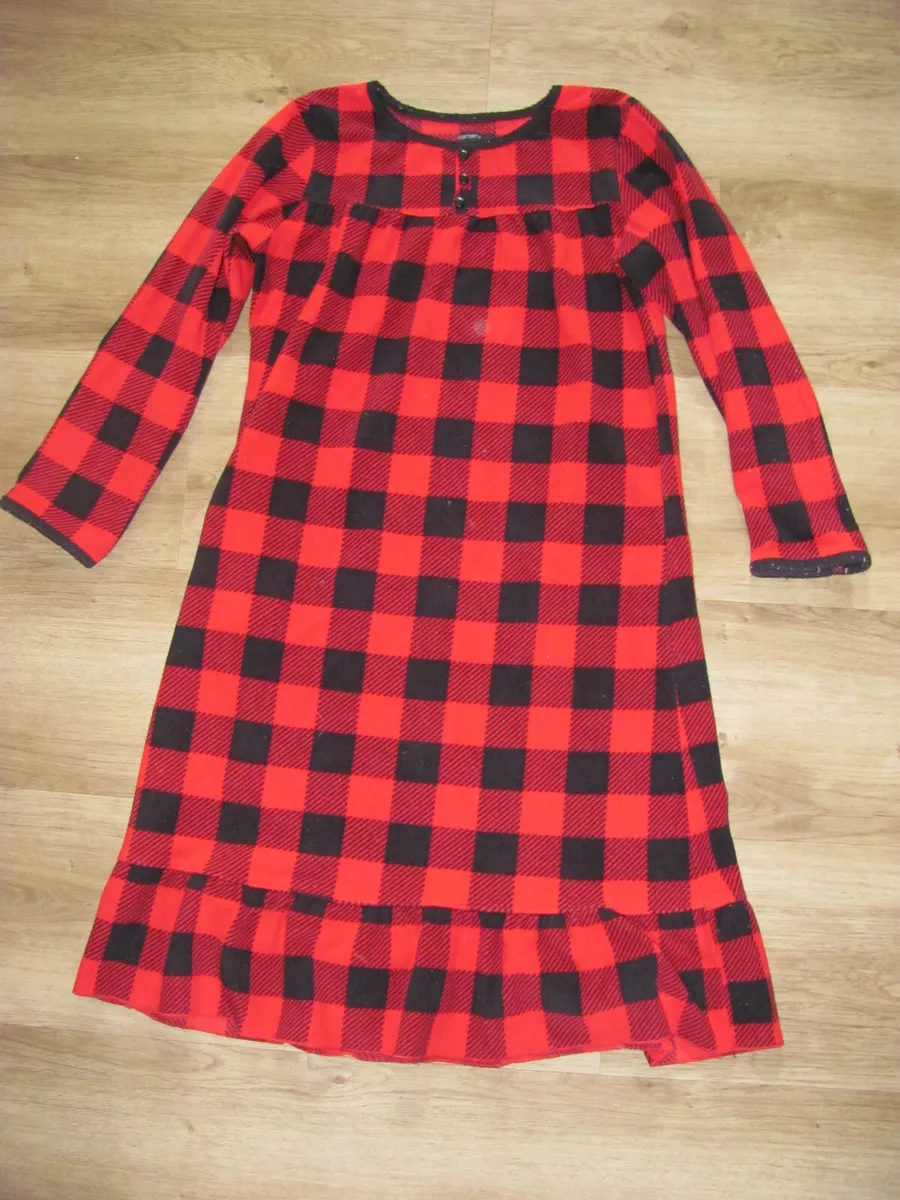 Carter s Girls 6 7 Buffalo Check Plaid Black Red Nightgown EUC eBay