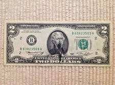 1976B 2 DOLLAR ERROR NOTE with INK SMEAR