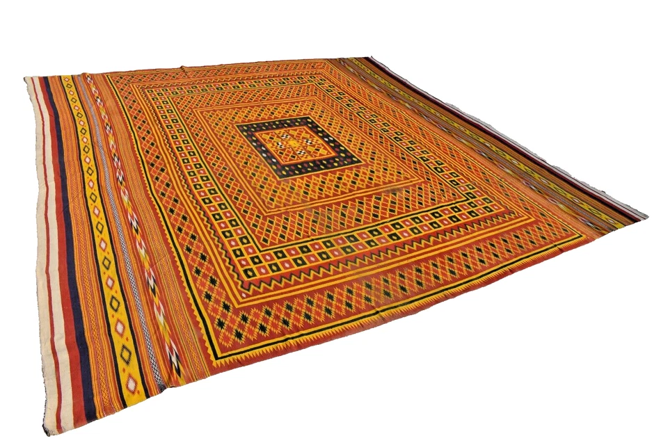 古董地毯 Dhurries Dhurrie 印度地毯 Pachisi,Ludo 印度棋盘游戏 罕见 — 第 2/4 张图片