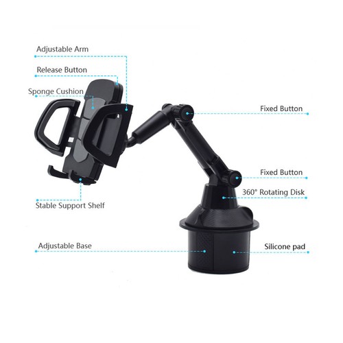 Car Cup Holder Phone Mount ABS 360° Rotation Universal Cup Holder Cell Phone Hot - Photo 11 sur 12