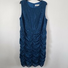 Eliza J. Dress 20W Lace Textured Ruched Sleeveless Womens Plus Round Lined