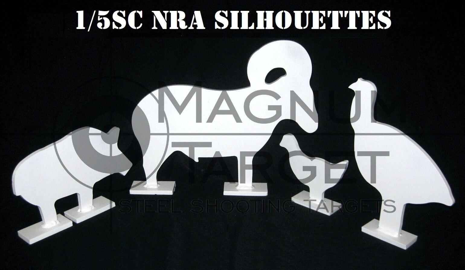 1/5sc. NRA/IHMSA Metallic Silhouette Targets - 4pc. Small Bore Rifle Knock-overs