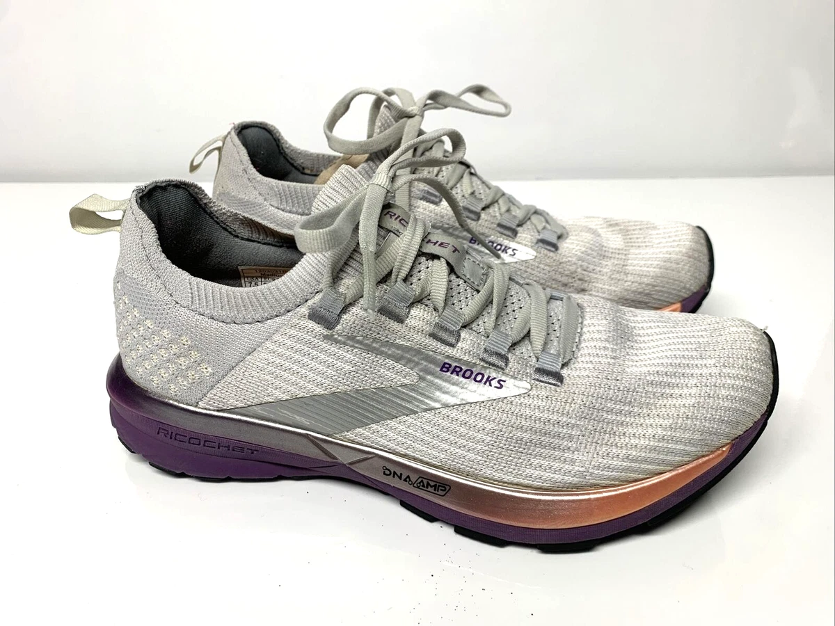 Women's Brooks Ricochet 2 Gray Pink Purple Silver Road Running