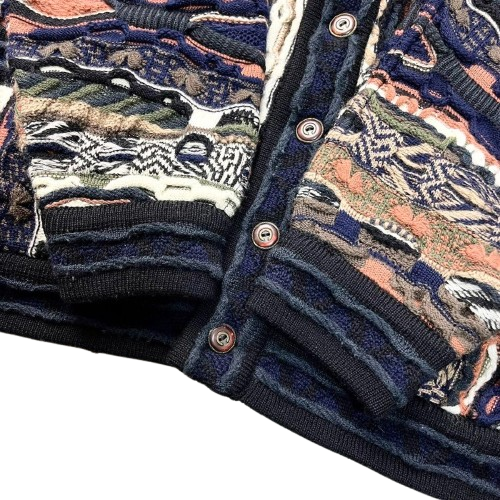 COOGI 3D Crazy Color Knit Cardigan Sweater Size M 90s Vintage Made in Australia - Picture 2 of 8