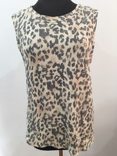 Cotton On Designer Vintage Grey Cream Animal Leopard Print Top Gold Studs Medium