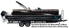 Red White Black Graphic Stripe Lines Wrap Decal Vinyl Bass Fishing Pontoon Boat