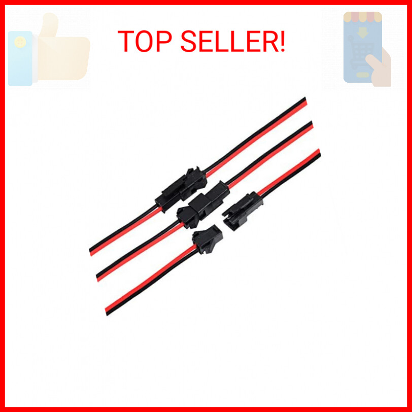 20 Pairs JST SM 2 Pin Connectors With 135mm Cable - 22 AWG Wire For LED Strips, RC Models (Male & Female) - View #4