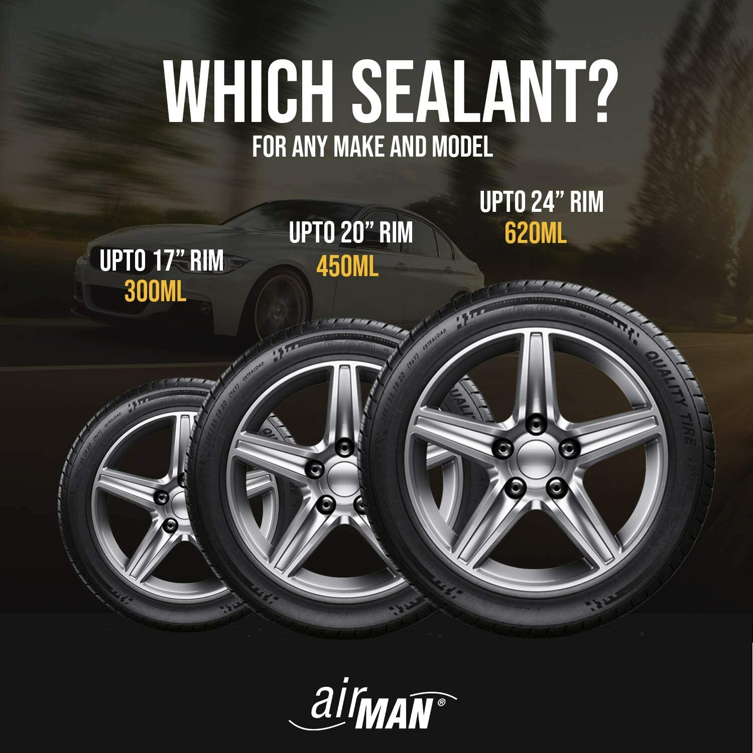 AirMan Universal Tyre Sealant 450ml Valve Through OEM Car Flat Tyre