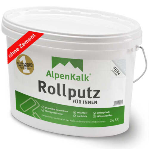 AlpenKalk® Rollputz fein (0,5 mm) jetzt 24 kg (20+4) / ca. 65 m² - Bild 1 von 1