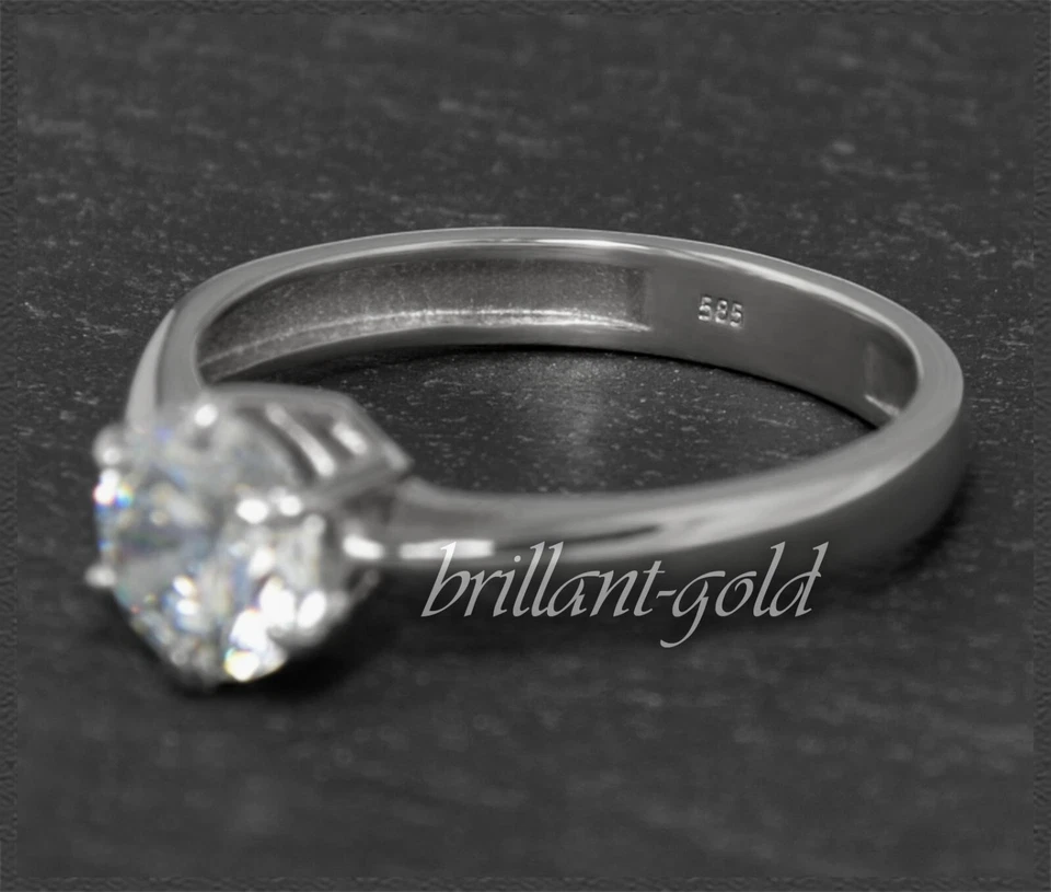 Diamant Ring, 1,26ct River D & Si Brillant, 585 Weißgold, Damen Solitär - Bild 4 von 4