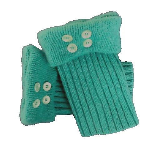 FINGERLESS GLOVES GREEN TURQUOISE CASHMERE M - L MEDIUM LARGE ARM WARMERS CUFFS