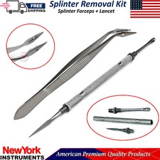 Splinter Removal Kit Splinter Forceps Lancet Veterinary Surgical Instrument 2pcs