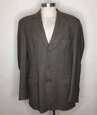 Pronto Uomo Mens Sport Coat Blazer 3 Button Brown Wool Size 48L Italy