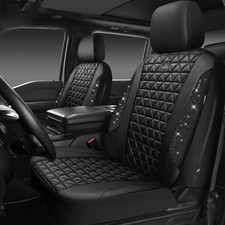 CAR PASS Bling Diamond Leather Car Seat Covers 2 Front Seats Interior Sets, Wate