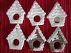 Plaster Ready to Paint 6 BIRD HOUSE Flat Christmas Ornaments Creative Crafts — photo 1