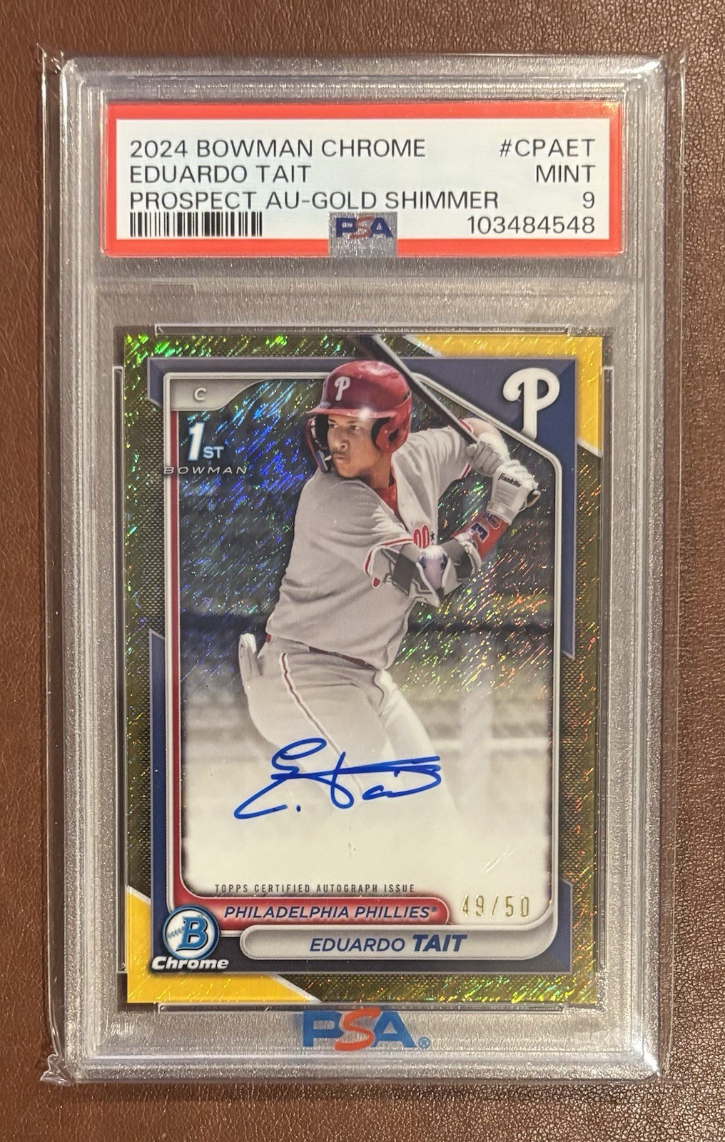 2024 Bowman Chrome - Prospect Autographs Eduardo Tait #CPA-ET Gold Shimmer...