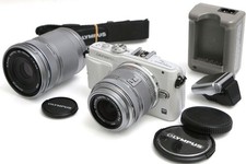 Olympus PEN Lite E-PL6 Double Zoom Kit Mirrorless Camera Tested Read Cond 