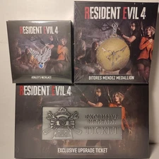 Resident Evil 4 Upgrade Ticket Figurine Bitores Medallion & Ashleys Necklace Set