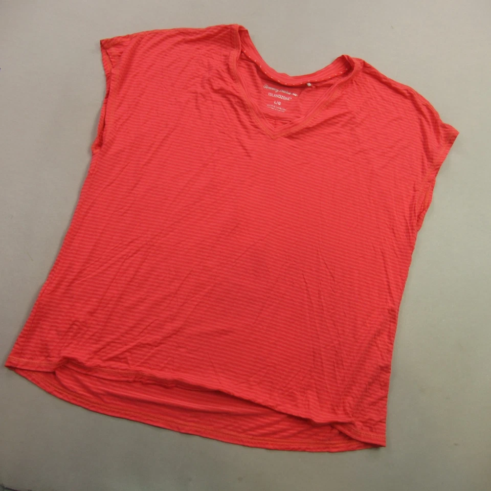 Camisa feminina Tommy Bahama grande sem mangas gola V casual leve vermelha - Imagem 2 de 4