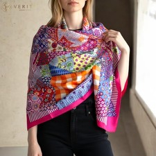 RARE VINTAGE HERMES Silk Scarf "L'Art du Sarasa" Carre 90 by Aline Honore