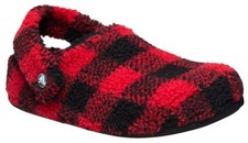 Crocs Classic Cozzy Buff Check Slide Slippers Red Black Plaid M9 / W11 NWT