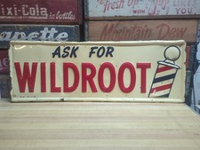1956 Ask For Wildroot Barber Shop Embossed Metal Advertising Sign, 10