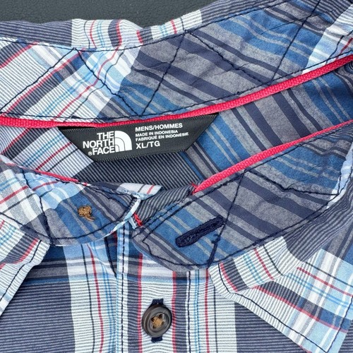 The North Face Shirt Mens XL Blue Plaid Short Sleeve Button Up Casual - Picture 7 of 8