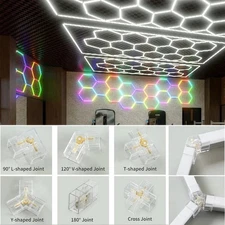 Geometric Hexagon Ceiling LED Strip Lights Custom Garage Bar Ceilings Light